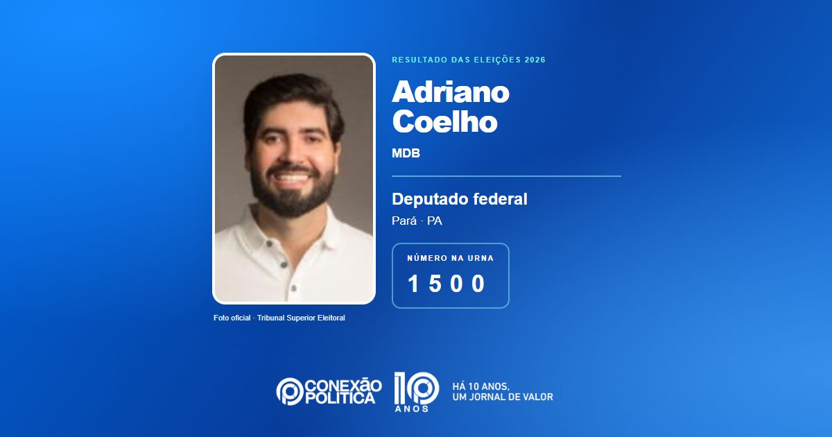 Foto oficial de Deputado Federal — Eleições 2026: Adriano Coelho, do MDB, é eleito deputado federal no PA com 114.699 votos