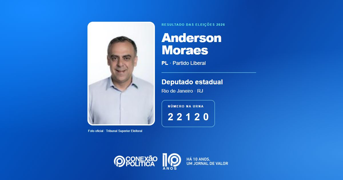 Foto oficial de Deputado Estadual — Eleições 2026: Anderson Moraes, do PL, é eleito deputado estadual no RJ com 129.325 votos
