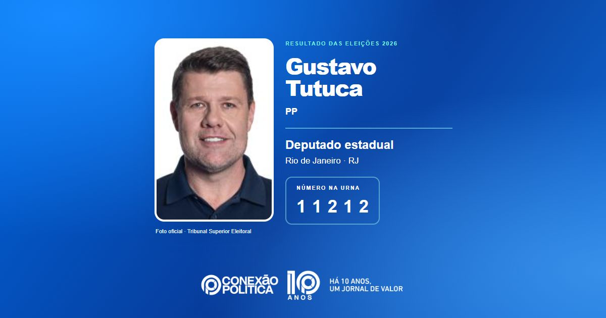 Foto oficial de Deputado Estadual — Eleições 2026: Gustavo Tutuca, do PP, é eleito deputado estadual no RJ com 56.334 votos