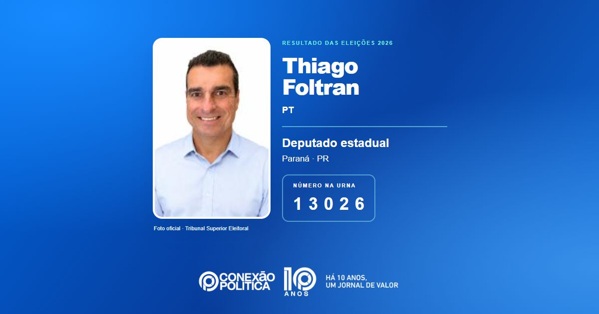 Foto oficial de Deputado Estadual — Eleições 2026: Thiago Foltran, do PT, é eleito deputado estadual no PR com 32.831 votos