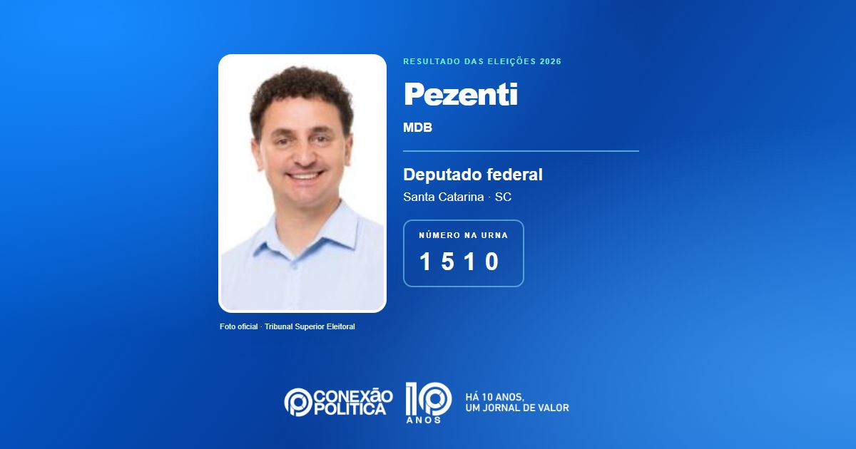 Foto oficial de Deputado Federal — Eleições 2026: Pezenti, do MDB, é eleito deputado federal em SC com 125.010 votos
