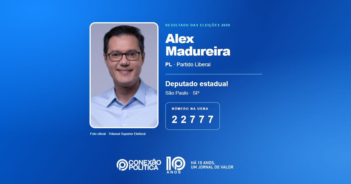 Foto oficial de Deputado Estadual — Eleições 2026: Alex Madureira, do PL, é eleito deputado estadual em SP com 122.704 votos
