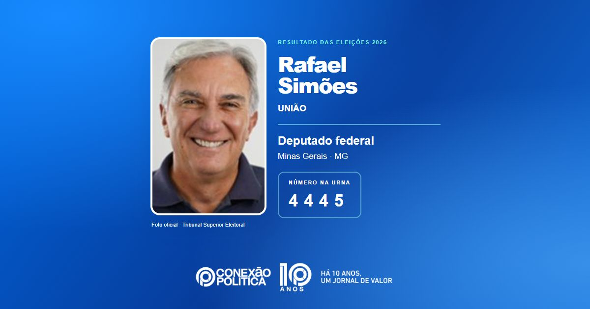 Foto oficial de Deputado Federal — Eleições 2026: Rafael Simões, do UNIÃO, é eleito deputado federal em MG com 86.131 votos