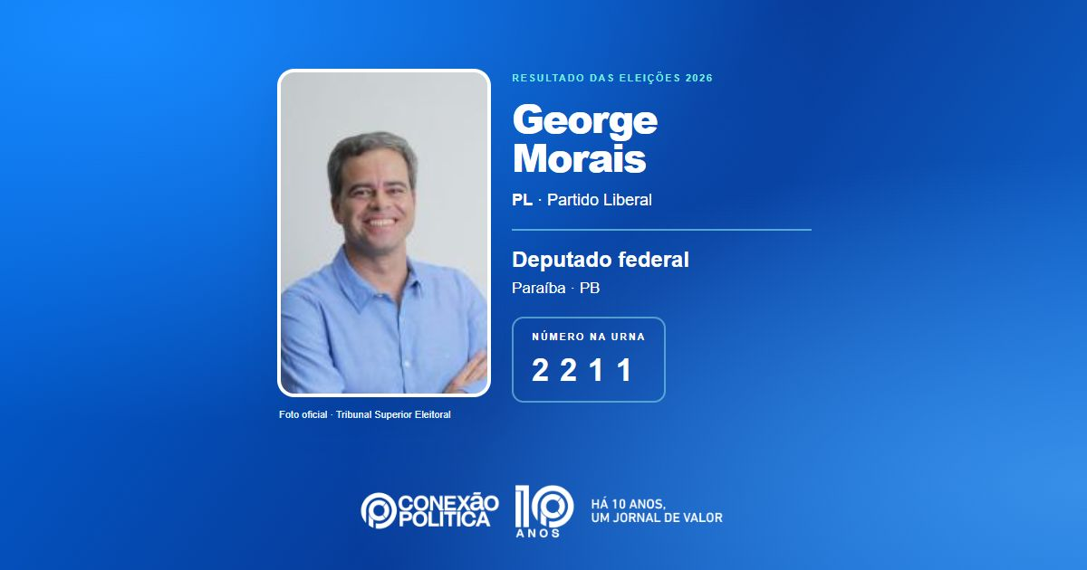 Foto oficial de Deputado Federal — Eleições 2026: George Morais, do PL, é eleito deputado federal na PB com 57.454 votos