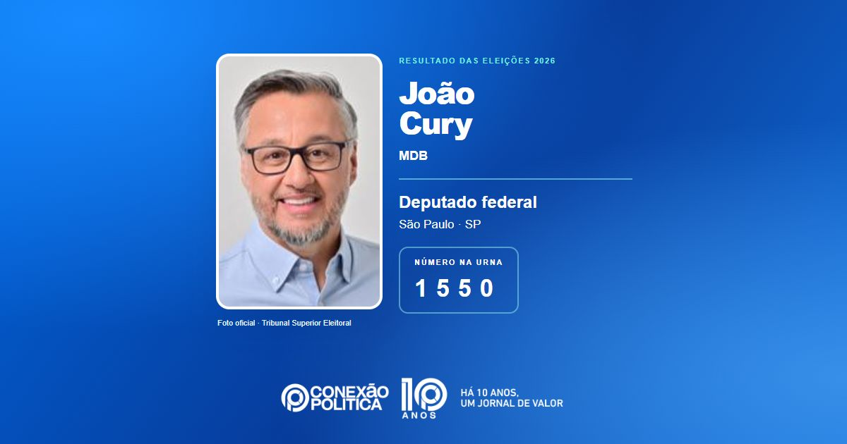 Foto oficial de Deputado Federal — Eleições 2026: João Cury, do MDB, é eleito deputado federal em SP com 130.915 votos
