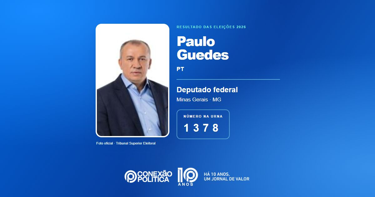 Foto oficial de Deputado Federal — Eleições 2026: Paulo Guedes, do PT, é eleito deputado federal em MG com 126.974 votos