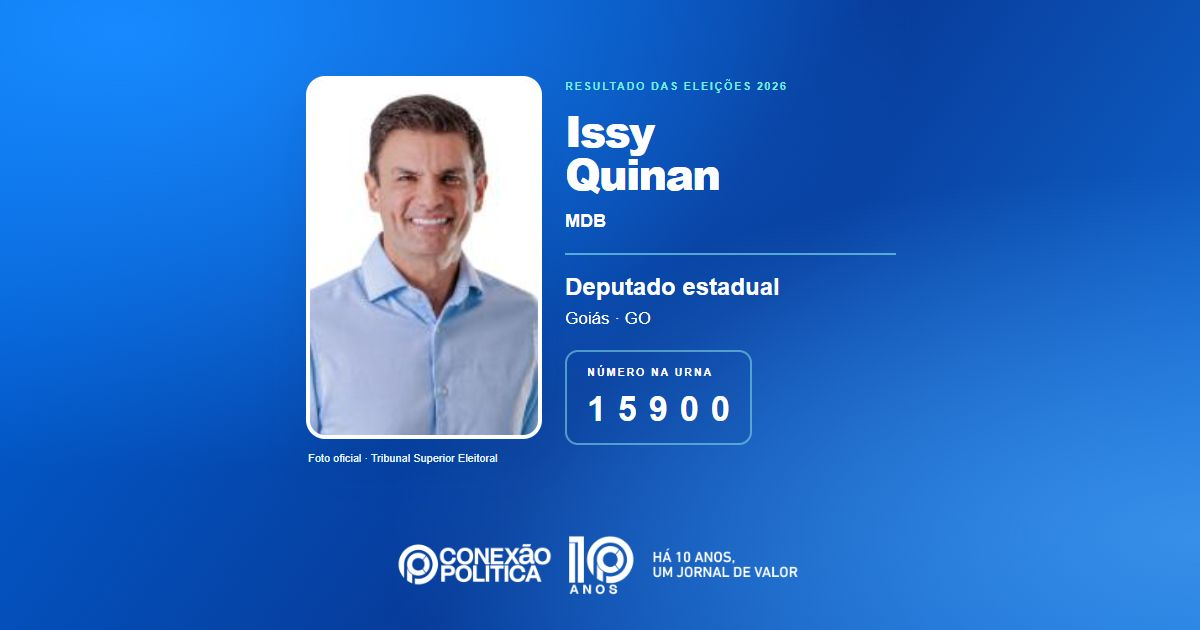 Foto oficial de Deputado Estadual — Eleições 2026: Issy Quinan, do MDB, é eleito deputado estadual em GO com 73.433 votos