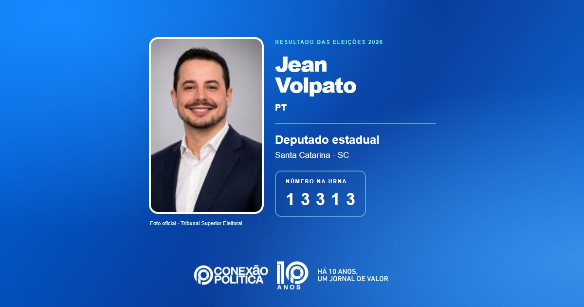 Foto oficial de Deputado Estadual — Eleições 2026: Jean Volpato, do PT, é eleito deputado estadual em SC com 48.204 votos