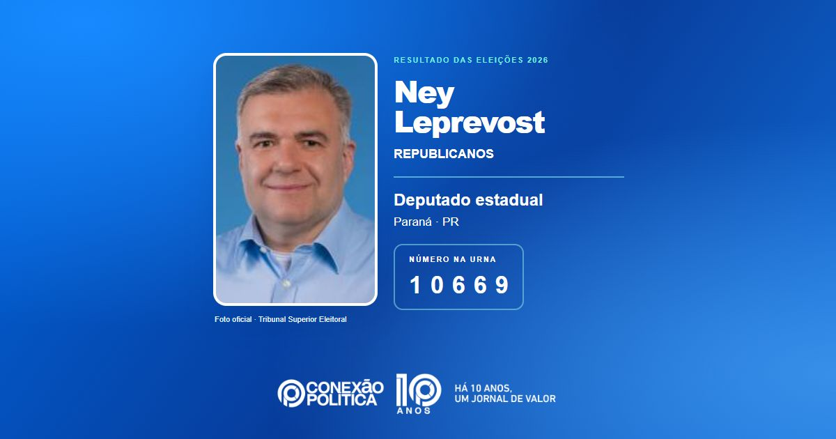 Foto oficial de Deputado Estadual — Eleições 2026: Ney Leprevost, do REPUBLICANOS, é eleito deputado estadual no PR com 53.372 votos