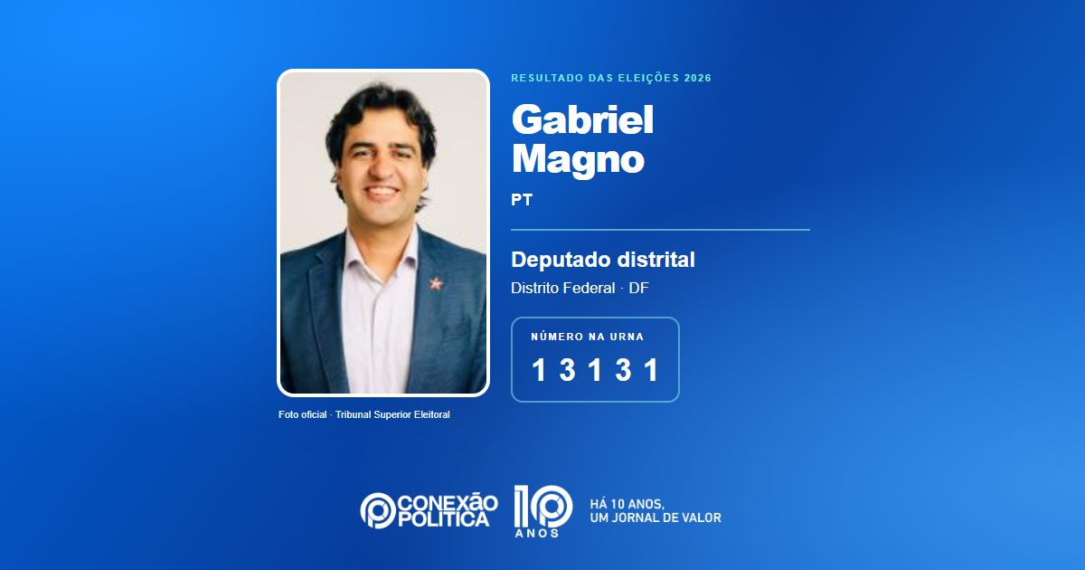 Foto oficial de Deputado Distrital — Eleições 2026: Gabriel Magno, do PT, é eleito deputado distrital no DF com 42.331 votos