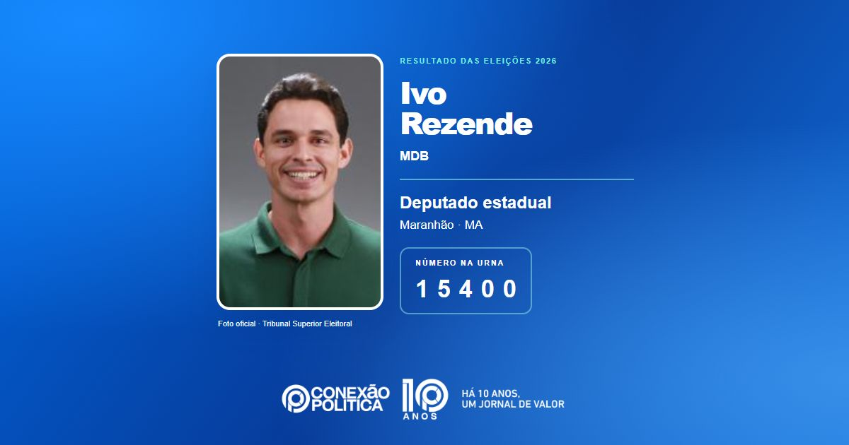 Foto oficial de Deputado Estadual — Eleições 2026: Ivo Rezende, do MDB, é eleito deputado estadual no MA com 59.982 votos