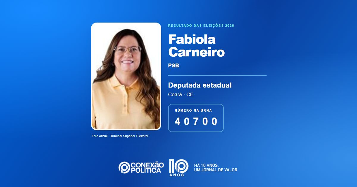 Foto oficial de Deputado Estadual — Eleições 2026: Fabiola Carneiro, do PSB, é eleita deputada estadual no CE com 73.029 votos