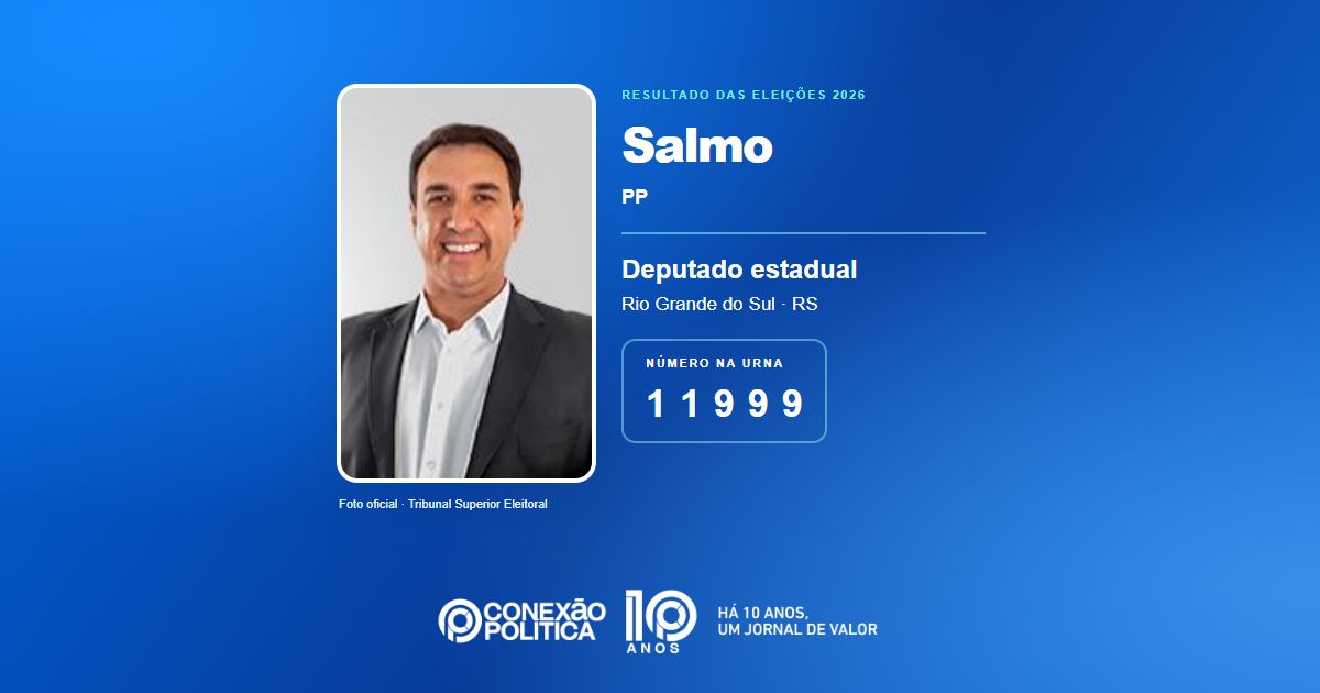 Foto oficial de Deputado Estadual — Eleições 2026: Salmo, do PP, é eleito deputado estadual no RS com 40.703 votos