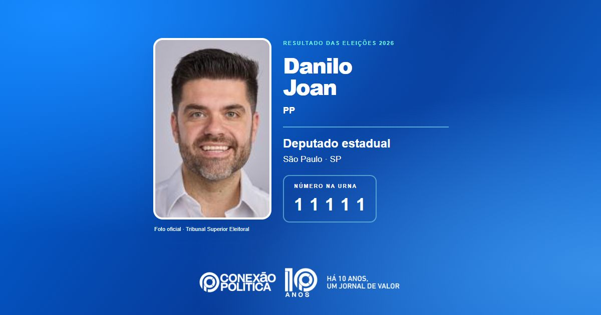 Foto oficial de Deputado Estadual — Eleições 2026: Danilo Joan, do PP, é eleito deputado estadual em SP com 182.839 votos