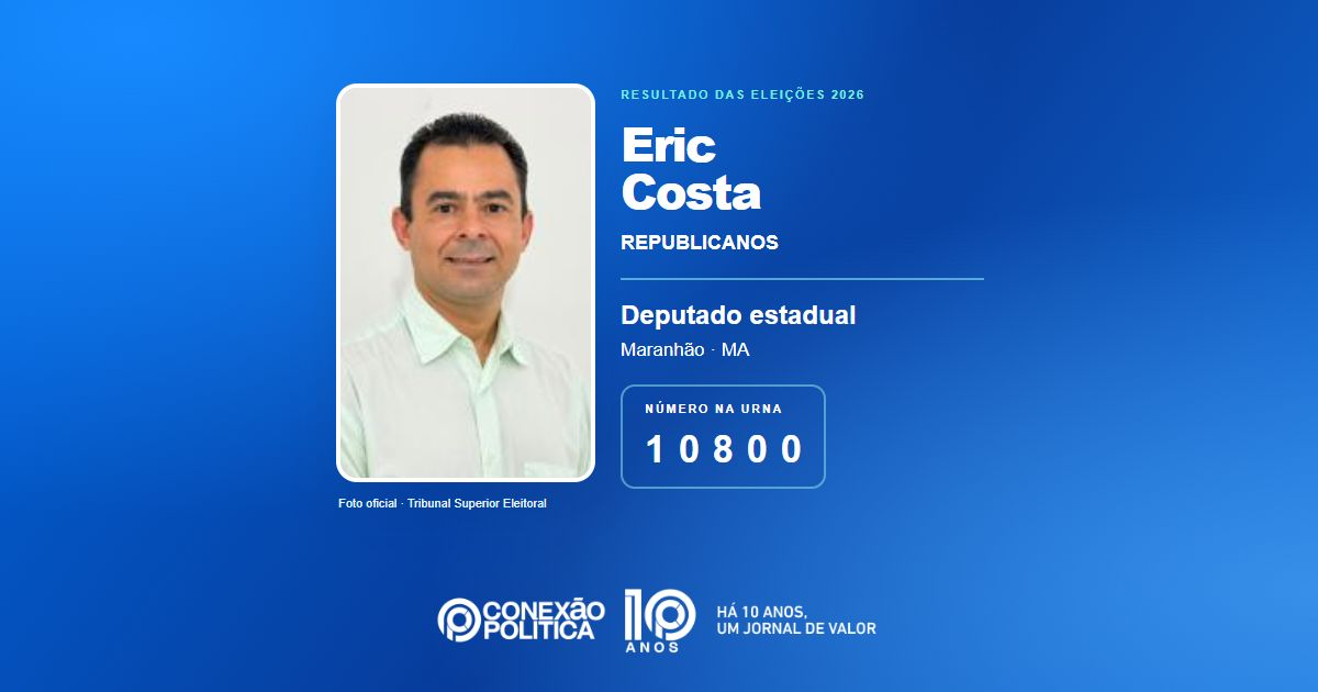 Foto oficial de Deputado Estadual — Eleições 2026: Eric Costa, do REPUBLICANOS, é eleito deputado estadual no MA com 43.502 votos