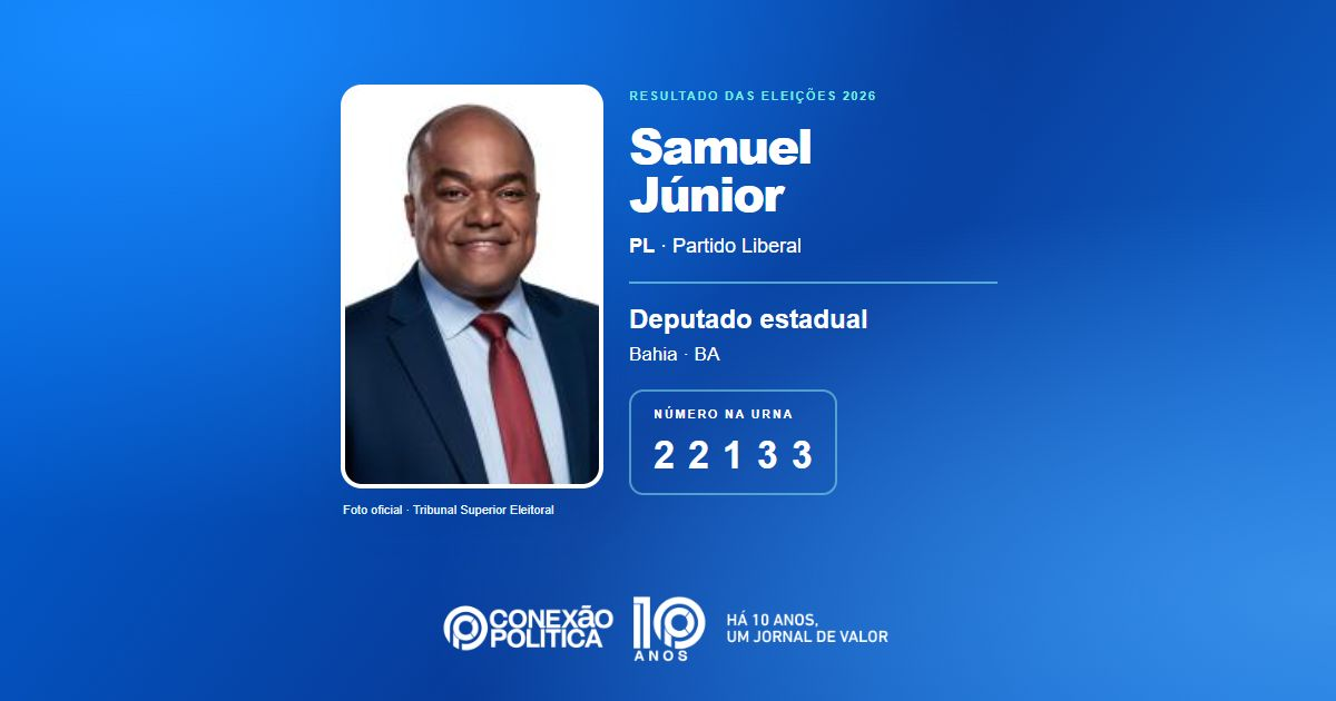 Foto oficial de Deputado Estadual — Eleições 2026: Samuel Júnior, do PL, é eleito deputado estadual na BA com 87.152 votos