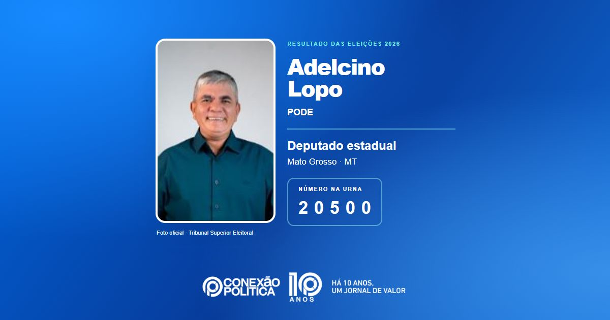 Foto oficial de Deputado Estadual — Eleições 2026: Adelcino Lopo, do PODE, é eleito deputado estadual em MT com 21.146 votos
