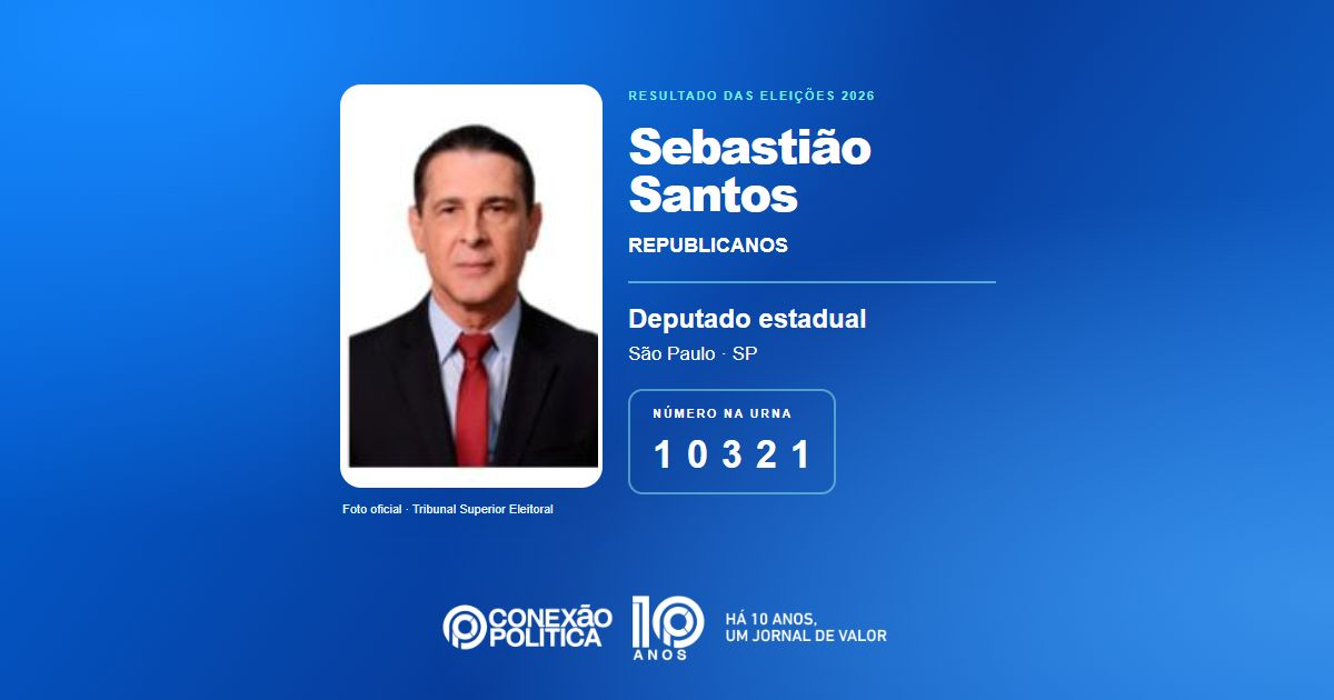 Foto oficial de Deputado Estadual — Eleições 2026: Sebastião Santos, do REPUBLICANOS, é eleito deputado estadual em SP com 68.118 votos