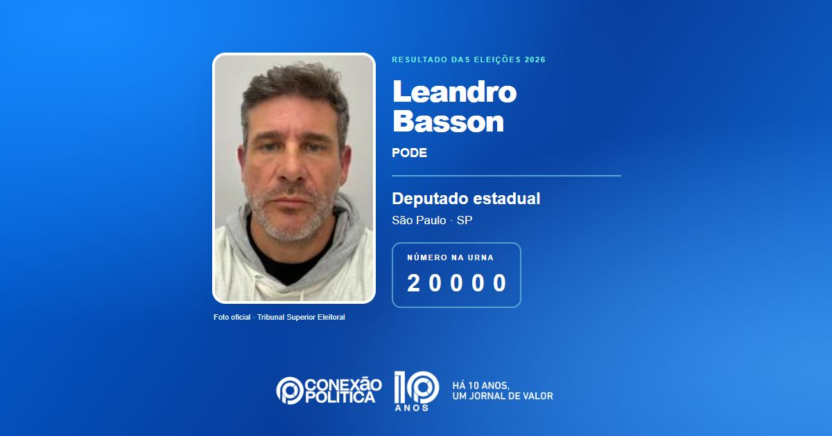 Foto oficial de Deputado Estadual — Eleições 2026: Leandro Basson, do PODE, é eleito deputado estadual em SP com 90.934 votos