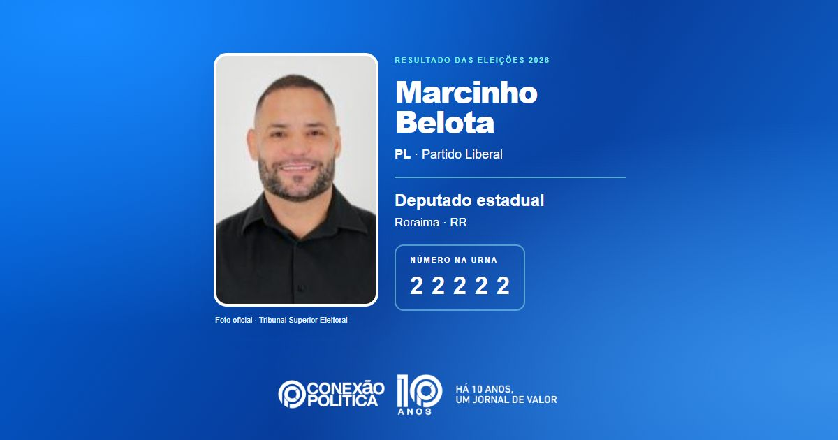 Foto oficial de Deputado Estadual — Eleições 2026: Marcinho Belota, do PL, é eleito deputado estadual em RR com 11.441 votos