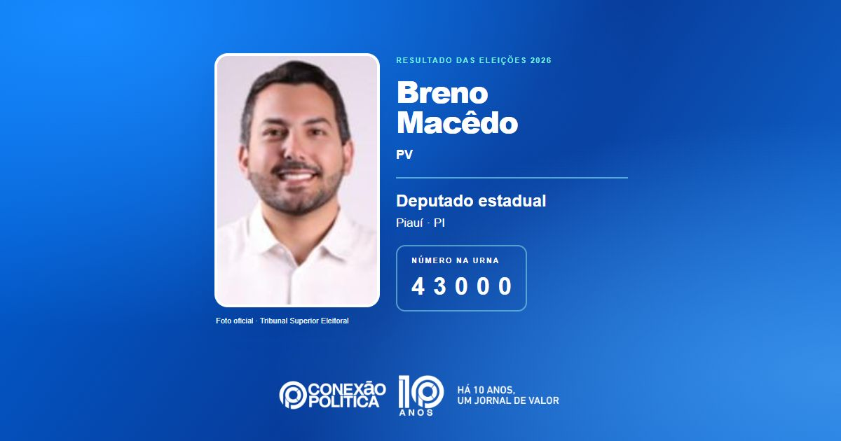 Foto oficial de Deputado Estadual — Eleições 2026: Breno Macêdo, do PV, é eleito deputado estadual no PI com 35.729 votos