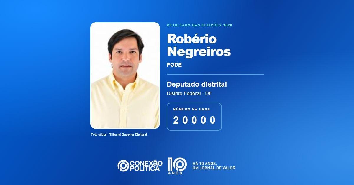 Foto oficial de Deputado Distrital — Eleições 2026: Robério Negreiros, do PODE, é eleito deputado distrital no DF com 37.401 votos