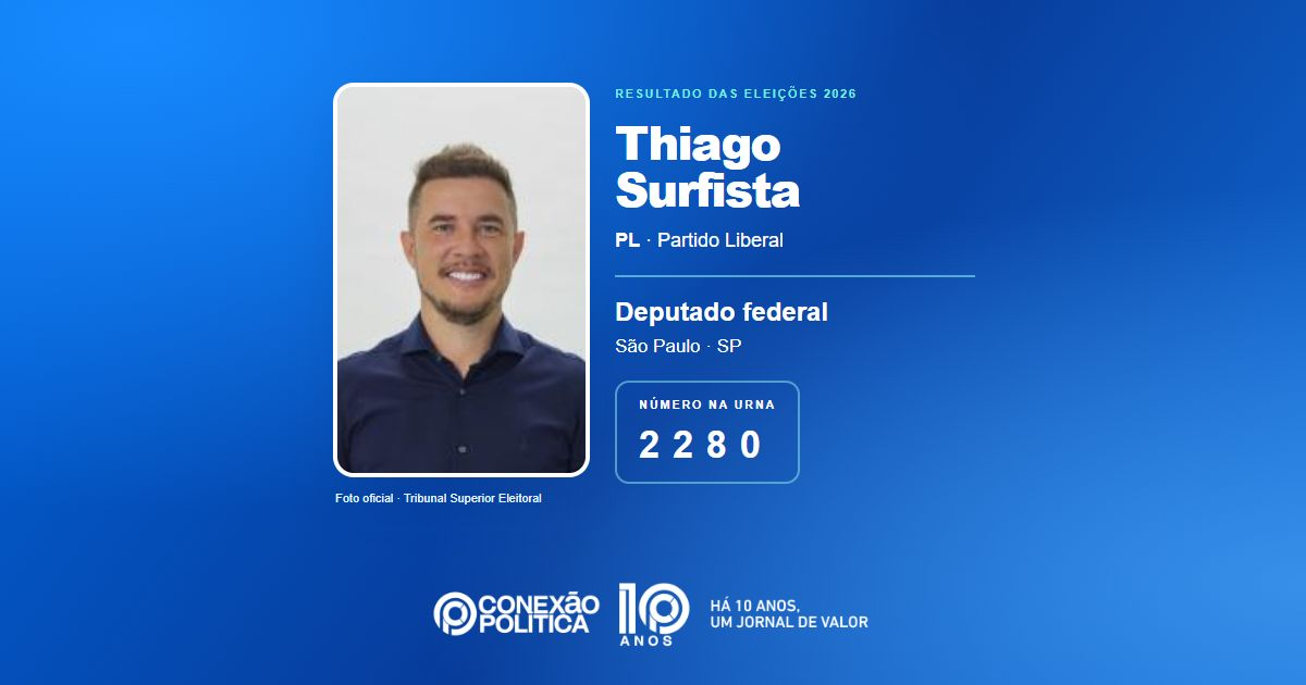 Foto oficial de Deputado Federal — Eleições 2026: Thiago Surfista, do PL, é eleito deputado federal em SP com 161.971 votos