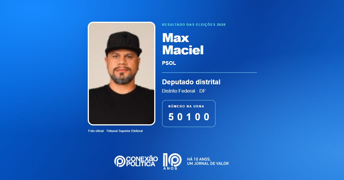 Foto oficial de Deputado Distrital — Eleições 2026: Max Maciel, do PSOL, é eleito deputado distrital no DF com 92.234 votos