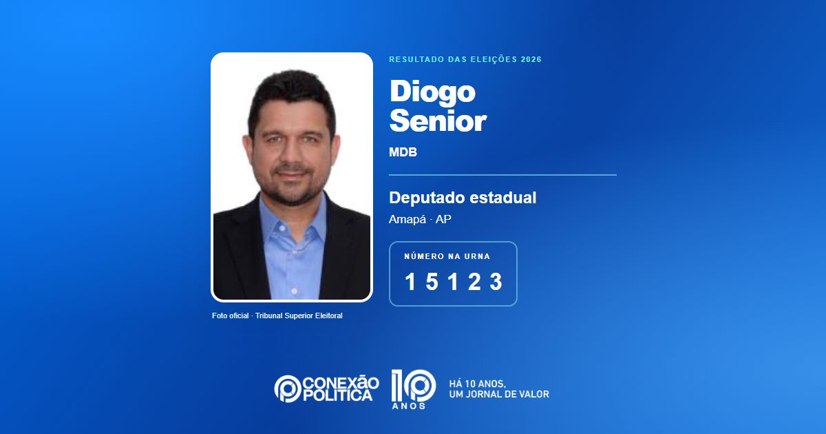 Foto oficial de Deputado Estadual — Eleições 2026: Diogo Senior, do MDB, é eleito deputado estadual no AP com 10.050 votos