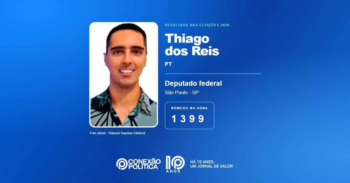Foto oficial de Deputado Federal — Eleições 2026: Thiago dos Reis, do PT, é eleito deputado federal em SP com 137.240 votos