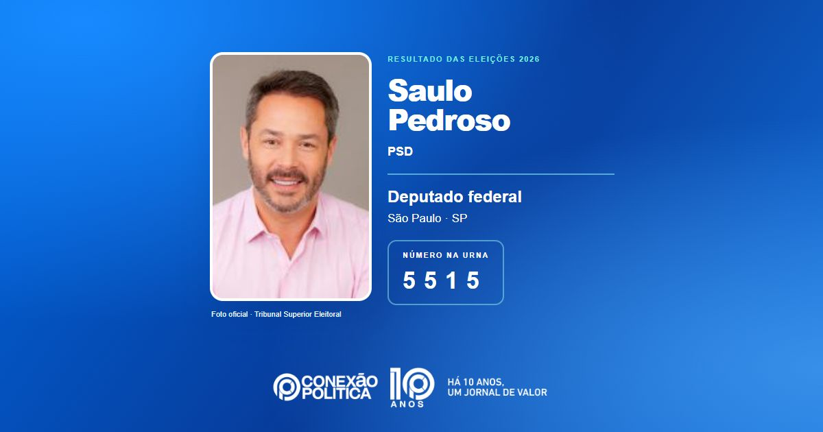 Foto oficial de Deputado Federal — Eleições 2026: Saulo Pedroso, do PSD, é eleito deputado federal em SP com 95.096 votos