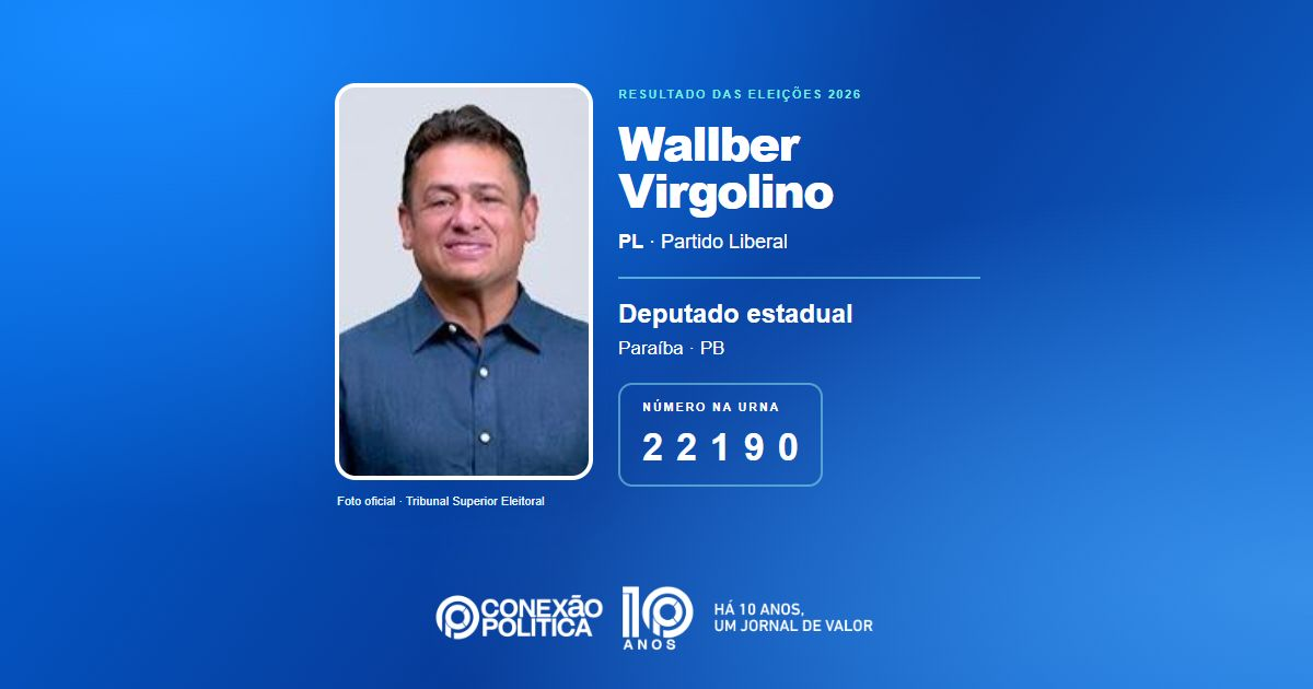 Foto oficial de Deputado Estadual — Eleições 2026: Wallber Virgolino, do PL, é eleito deputado estadual na PB com 32.490 votos