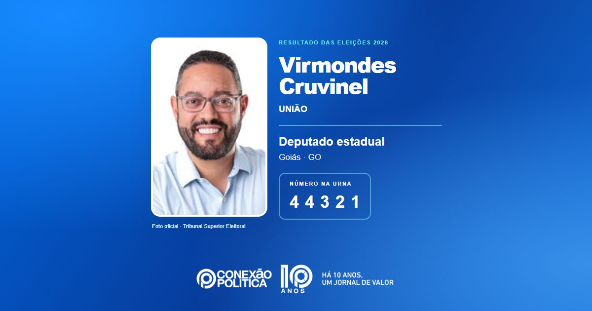 Foto oficial de Deputado Estadual — Eleições 2026: Virmondes Cruvinel, do UNIÃO, é eleito deputado estadual em GO com 53.821 votos