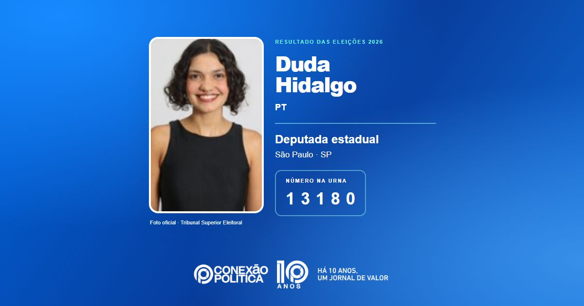 Foto oficial de Deputado Estadual — Eleições 2026: Duda Hidalgo, do PT, é eleita deputada estadual em SP com 154.953 votos