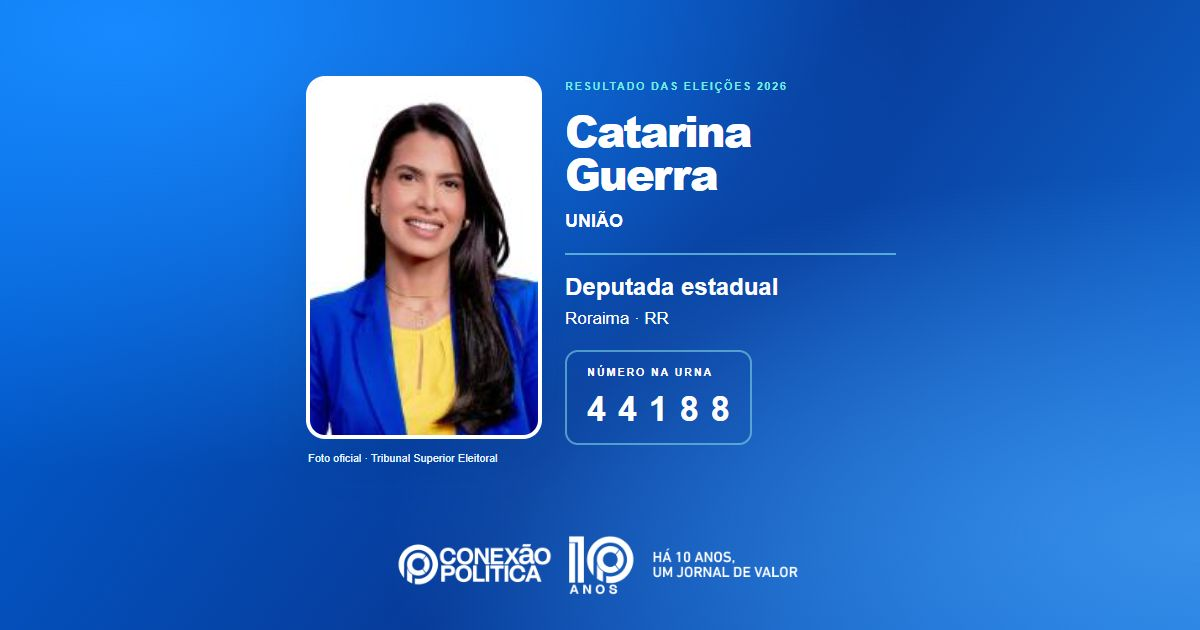 Foto oficial de Deputado Estadual — Eleições 2026: Catarina Guerra, do UNIÃO, é eleita deputada estadual em RR com 8.316 votos