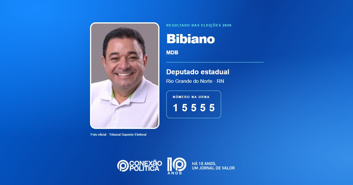 Foto oficial de Deputado Estadual — Eleições 2026: Bibiano, do MDB, é eleito deputado estadual no RN com 49.038 votos