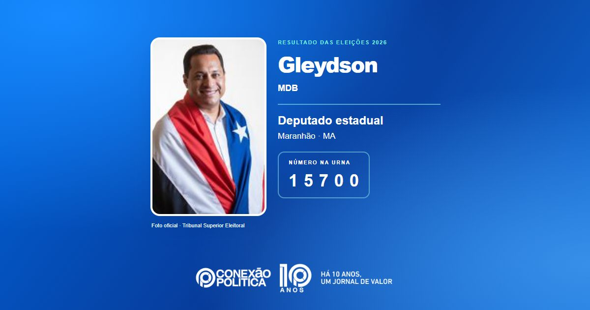 Foto oficial de Deputado Estadual — Eleições 2026: Gleydson, do MDB, é eleito deputado estadual no MA com 95.645 votos