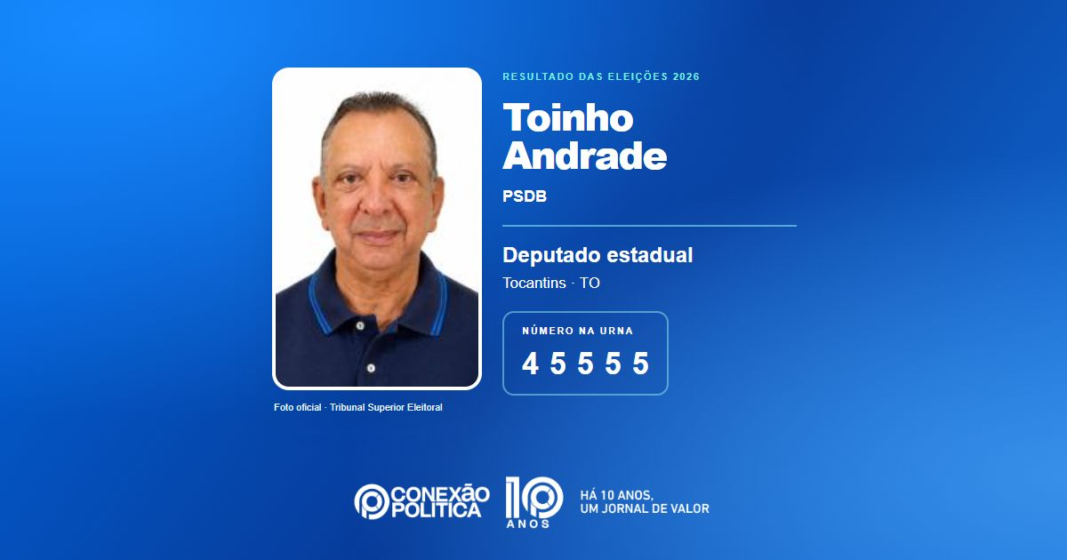 Foto oficial de Deputado Estadual — Eleições 2026: Toinho Andrade, do PSDB, é eleito deputado estadual no TO com 17.947 votos