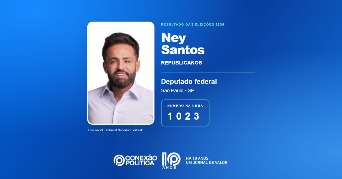 Foto oficial de Deputado Federal — Eleições 2026: Ney Santos, do REPUBLICANOS, é eleito deputado federal em SP com 118.566 votos