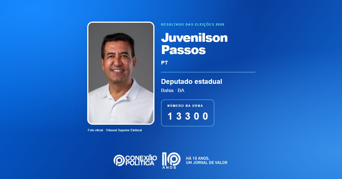 Foto oficial de Deputado Estadual — Eleições 2026: Juvenilson Passos, do PT, é eleito deputado estadual na BA com 76.627 votos