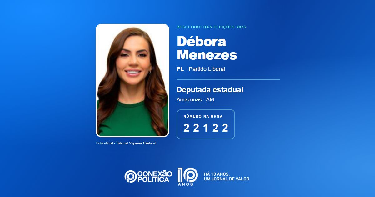 Foto oficial de Deputado Estadual — Eleições 2026: Débora Menezes, do PL, é eleita deputada estadual no AM com 68.438 votos
