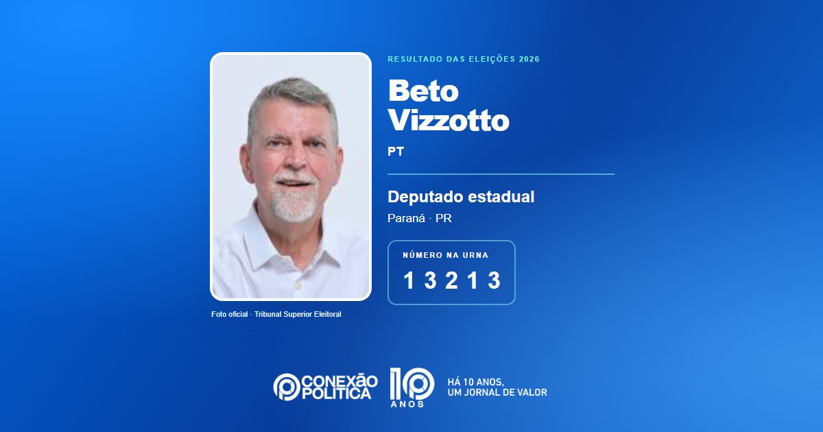 Foto oficial de Deputado Estadual — Eleições 2026: Beto Vizzotto, do PT, é eleito deputado estadual no PR com 36.097 votos