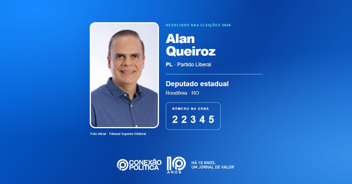Foto oficial de Deputado Estadual — Eleições 2026: Alan Queiroz, do PL, é eleito deputado estadual em RO com 20.836 votos