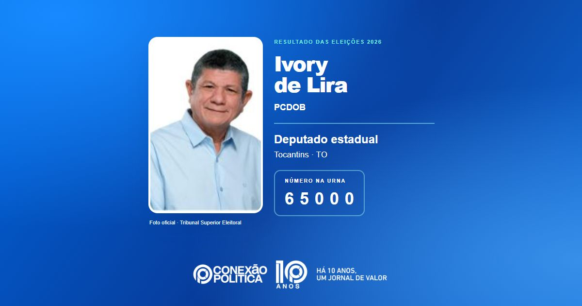 Foto oficial de Deputado Estadual — Eleições 2026: Ivory de Lira, do PCDOB, é eleito deputado estadual no TO com 15.404 votos