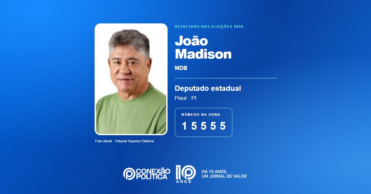 Foto oficial de Deputado Estadual — Eleições 2026: João Madison, do MDB, é eleito deputado estadual no PI com 47.539 votos