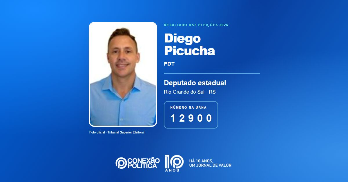 Foto oficial de Deputado Estadual — Eleições 2026: Diego Picucha, do PDT, é eleito deputado estadual no RS com 32.004 votos