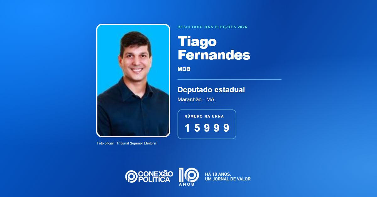Foto oficial de Deputado Estadual — Eleições 2026: Tiago Fernandes, do MDB, é eleito deputado estadual no MA com 66.500 votos