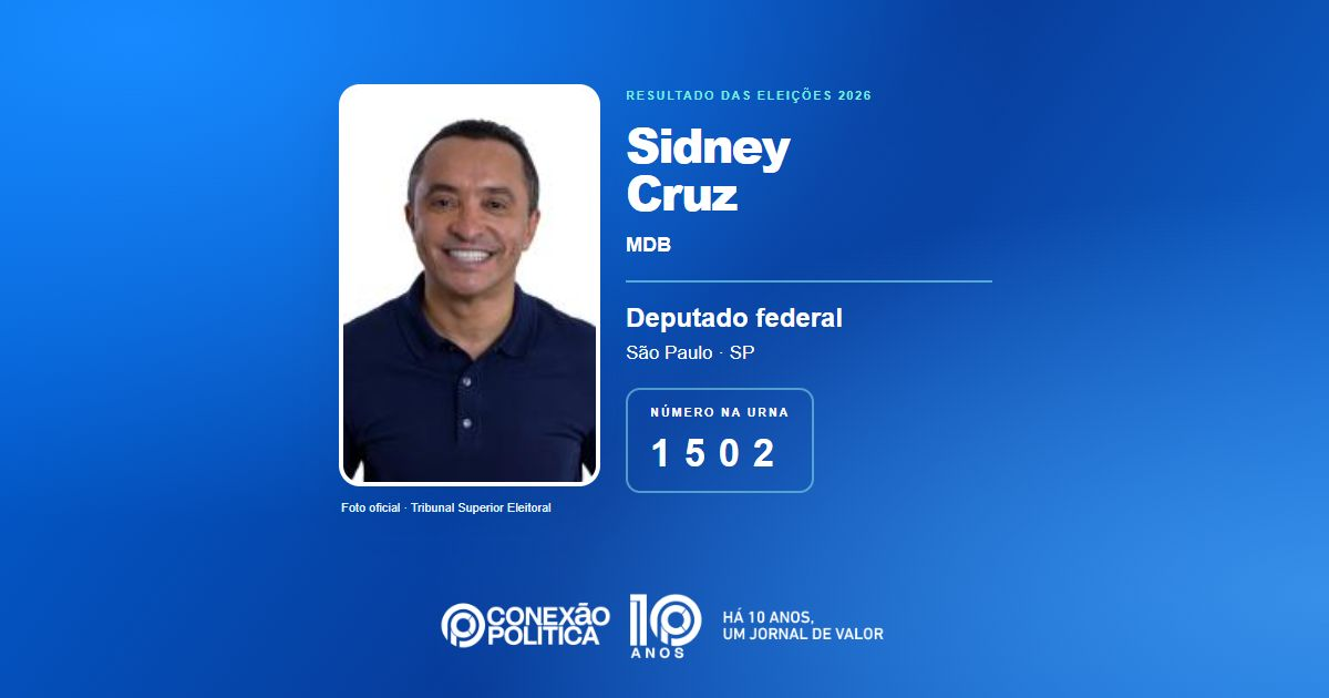 Foto oficial de Deputado Federal — Eleições 2026: Sidney Cruz, do MDB, é eleito deputado federal em SP com 130.951 votos