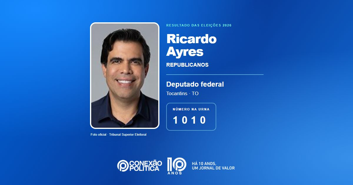 Foto oficial de Deputado Federal — Eleições 2026: Ricardo Ayres, do REPUBLICANOS, é eleito deputado federal no TO com 67.837 votos