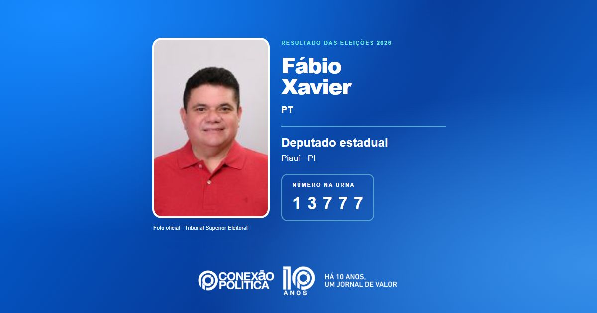Foto oficial de Deputado Estadual — Eleições 2026: Fábio Xavier, do PT, é eleito deputado estadual no PI com 39.349 votos